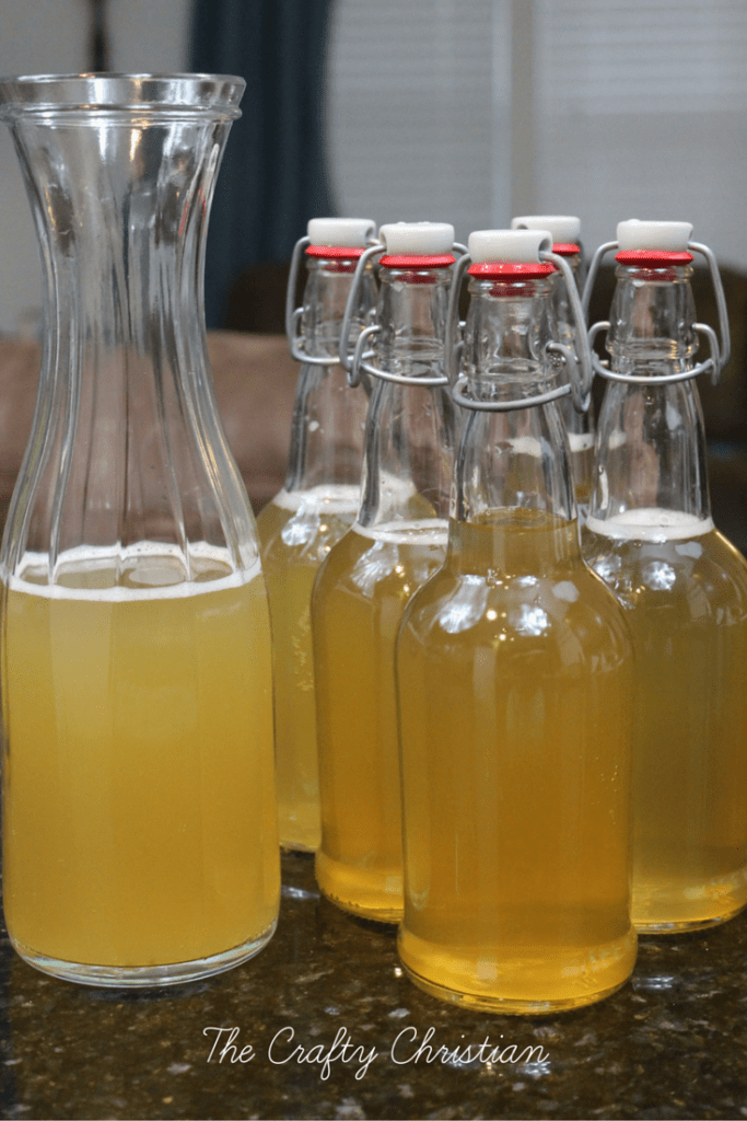 homemade kombucha in swing top bottles