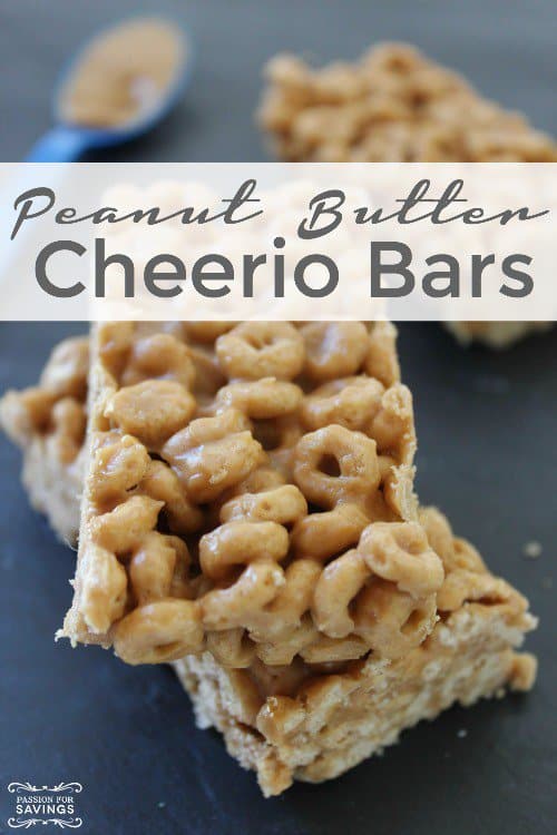 stacked peanut butter cheerio bars