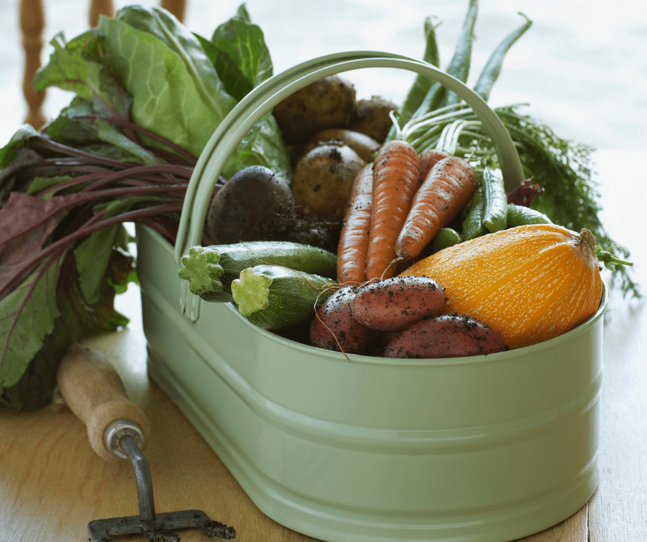 metal basket full of veggies